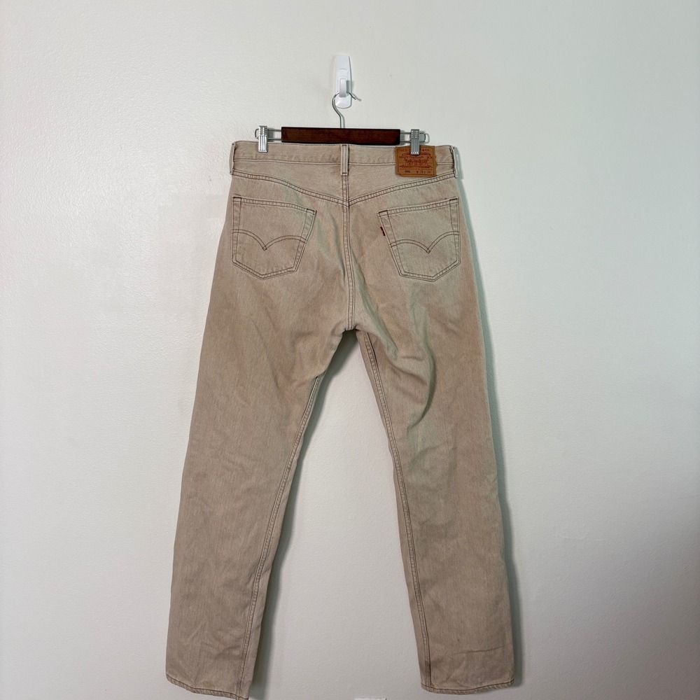 Levis 501 Mens Tan Sand Denim Jeans Straight Leg Button Fly Made in USA 36x34 - Picture 4 of 8
